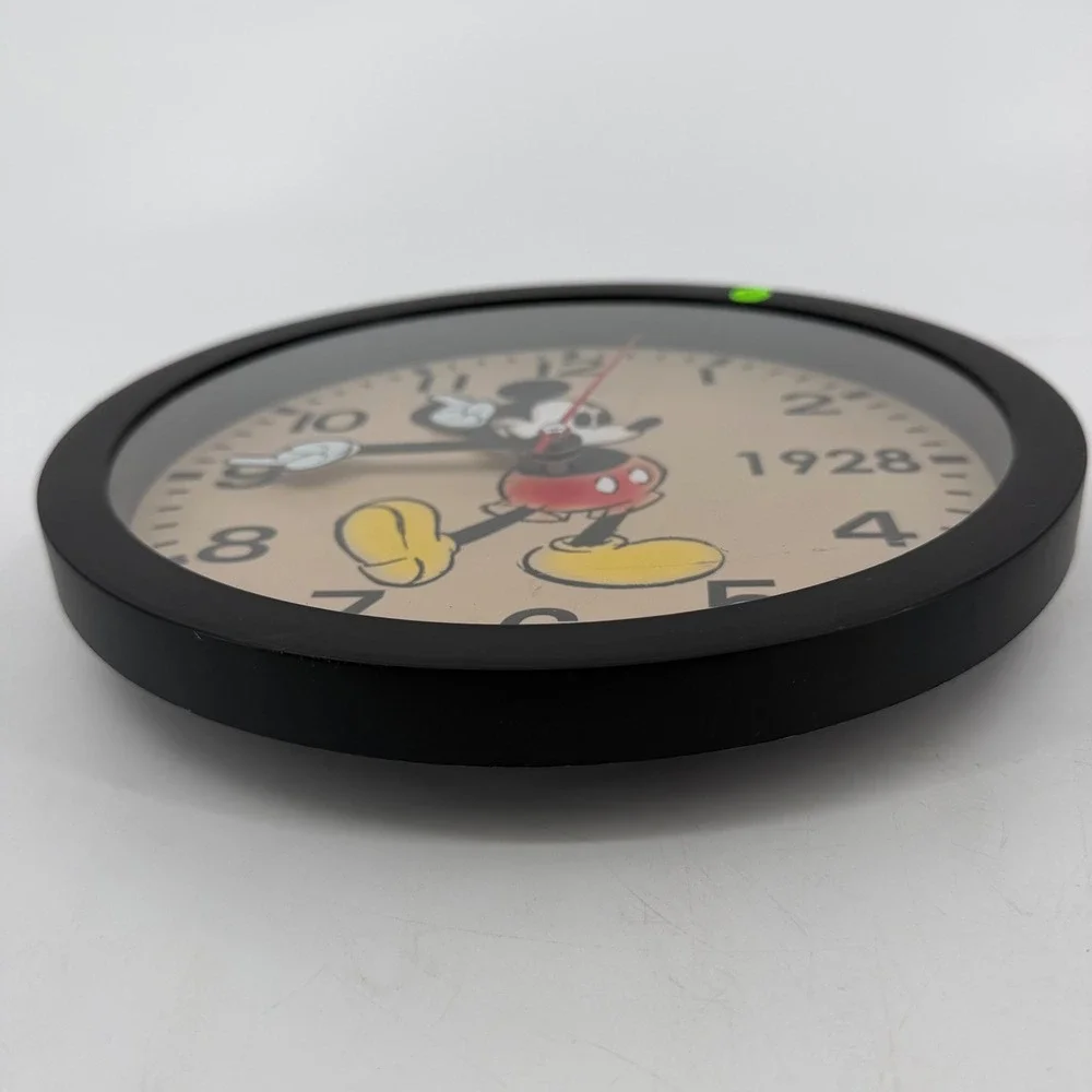Disney Mickey Mouse 1928 Wall Clock Black Frame MK3069 Quartz Movement 9.75 Inch